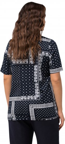 Ulla Popken Paisley A-Line Short Sleeve Tee Navy Blue - Potištěná trička pro ženy - 