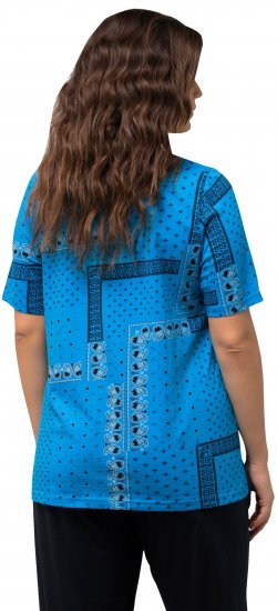 Ulla Popken Paisley A-Line Short Sleeve Tee Sapphire Blue - Potištěná trička pro ženy - 