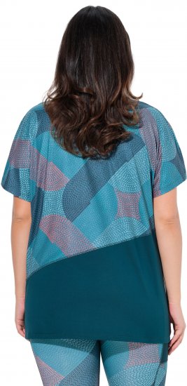 Ulla Popken Quick Drying Geometric Print Short Sleeve Tee Dark Petrol - Potištěná trička pro ženy - 