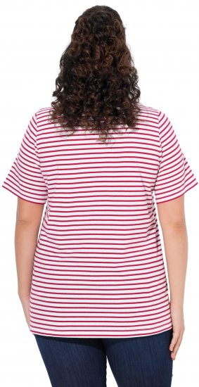 Ulla Popken Palm Tree Embroidered Tee Dark Raspberry - Potištěná trička pro ženy - 
