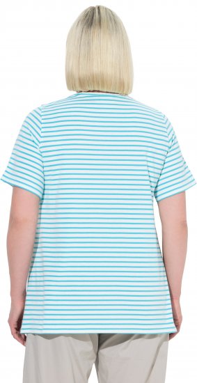 Ulla Popken Palm Tree Embroidered Tee Deep Aqua - Potištěná trička pro ženy - 