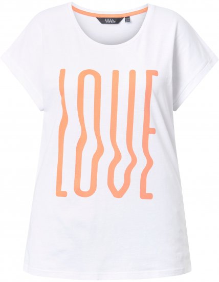 Ulla Popken LOVE Short Sleeve Graphic Tee Snow White - Potištěná trička pro ženy - 