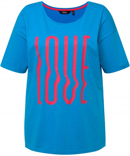 Ulla Popken LOVE Short Sleeve Graphic Tee Sapphire Blue - Potištěná trička pro ženy - 