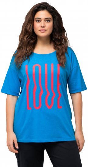 Ulla Popken LOVE Short Sleeve Graphic Tee Sapphire Blue - Potištěná trička pro ženy - 