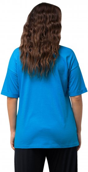 Ulla Popken LOVE Short Sleeve Graphic Tee Sapphire Blue - Potištěná trička pro ženy - 