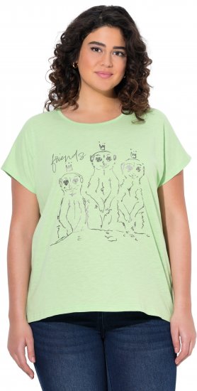 Ulla Popken Metallic Animal Cap Sleeve Graphic Tee Green - Potištěná trička pro ženy - 