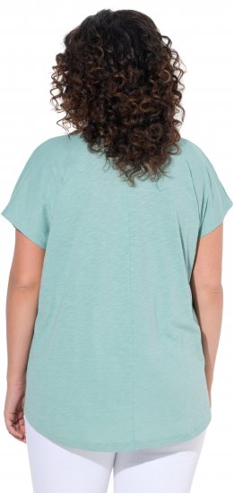 Ulla Popken Metallic Animal Cap Sleeve Graphic Tee Light Green - Potištěná trička pro ženy - 