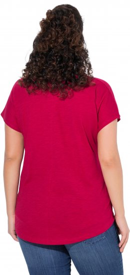 Ulla Popken Metallic Animal Cap Sleeve Graphic Tee Dark Raspberry - Potištěná trička pro ženy - 
