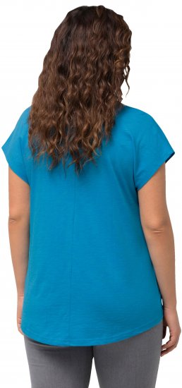 Ulla Popken Metallic Animal Cap Sleeve Graphic Tee Sapphire Blue - Potištěná trička pro ženy - 