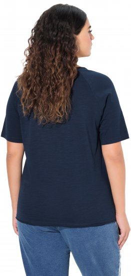 Ulla Popken TRUE Lettering Short Sleeve Tee Navy Blue - Potištěná trička pro ženy - 