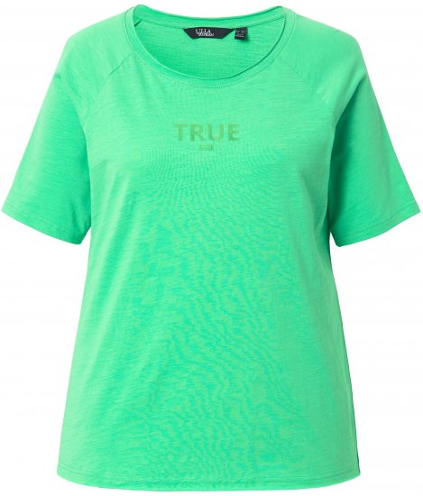 Ulla Popken TRUE Lettering Short Sleeve Tee Mint Green - Potištěná trička pro ženy - 