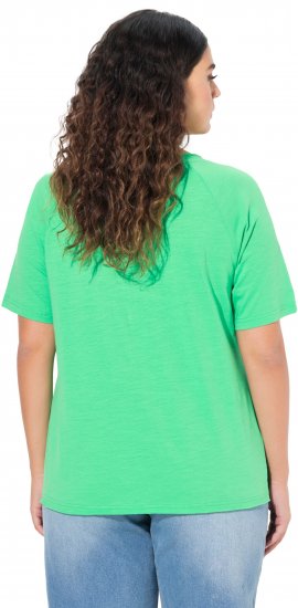 Ulla Popken TRUE Lettering Short Sleeve Tee Mint Green - Potištěná trička pro ženy - 