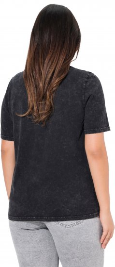 Ulla Popken Easy Short Sleeve Acid Wash Graphic Tee Black - Potištěná trička pro ženy - 