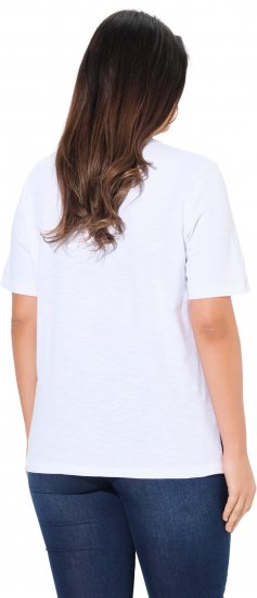 Ulla Popken Flocked Short Sleeve Graphic Tee Snow White - Potištěná trička pro ženy - 
