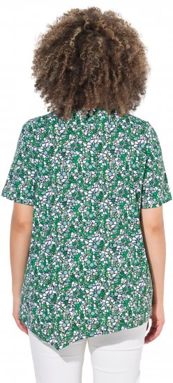 Ulla Popken Floral Pointed Hem Short Sleeve Tee Green - Potištěná trička pro ženy - 
