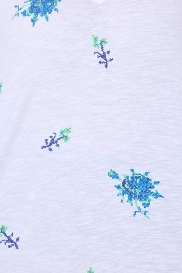 Ulla Popken Cross Stitch Short Sleeve Tee Snow White - Potištěná trička pro ženy - Dámská trička s potiskem