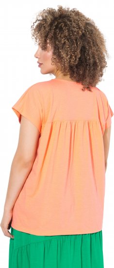 Ulla Popken Free Spirit Butterfly Cap Sleeve Graphic Tee Coral - Potištěná trička pro ženy - 