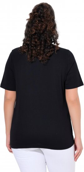 Ulla Popken Flamingo Short Sleeve Graphic Tee Black - Potištěná trička pro ženy - 