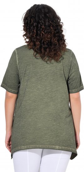 Ulla Popken Sunset Lettering Short Sleeve Graphic Tee Olive - Potištěná trička pro ženy - 