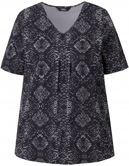 Ulla Popken Snake Print V-Neck Tee Graphite Grey - Potištěná trička pro ženy - 