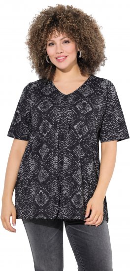 Ulla Popken Snake Print V-Neck Tee Graphite Grey - Potištěná trička pro ženy - 