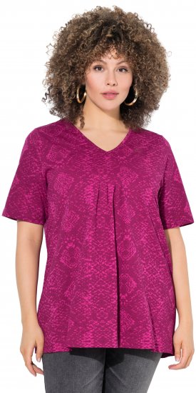 Ulla Popken Snake Print V-Neck Tee Magnolia Red - Potištěná trička pro ženy - 