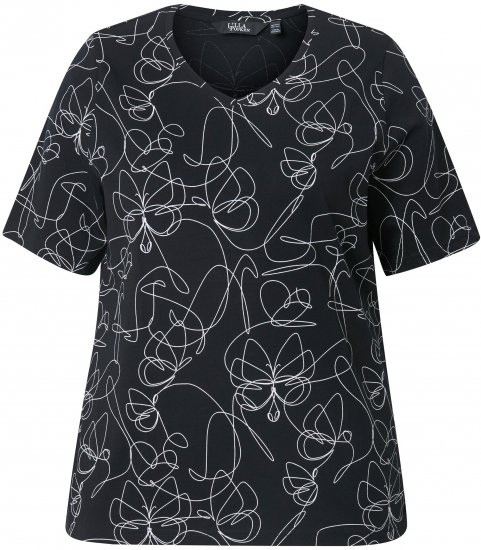 Ulla Popken Abstract Animal Print Short Sleeve Tee Black - Potištěná trička pro ženy - 