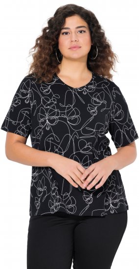 Ulla Popken Abstract Animal Print Short Sleeve Tee Black - Potištěná trička pro ženy - 