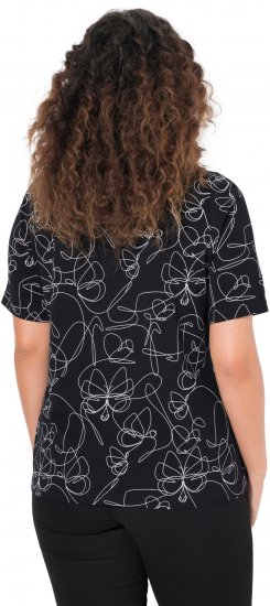 Ulla Popken Abstract Animal Print Short Sleeve Tee Black - Potištěná trička pro ženy - 