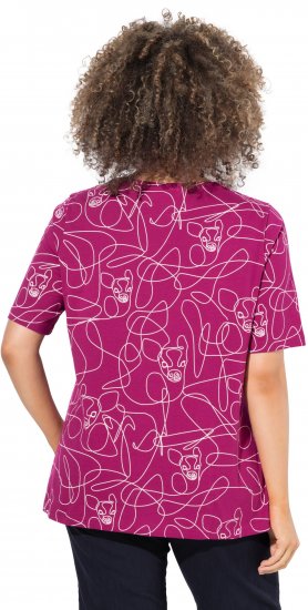 Ulla Popken Abstract Animal Print Short Sleeve Tee Magnolia Red - Potištěná trička pro ženy - 