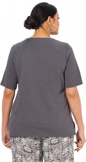 Ulla Popken Cactus Short Sleeve Graphic Tee Graphite Grey - Potištěná trička pro ženy - 