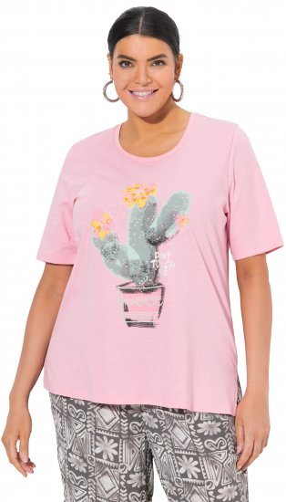 Ulla Popken Cactus Short Sleeve Graphic Tee Pink - Potištěná trička pro ženy - 
