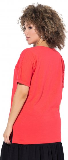 Ulla Popken Bow Short Sleeve Graphic Tee Light Red - Potištěná trička pro ženy - 