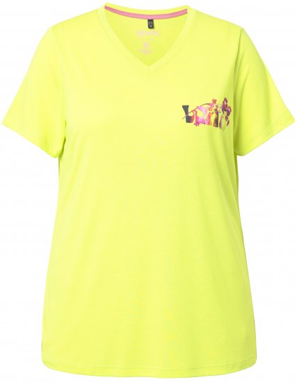Ulla Popken Wild Antibacterial Short Sleeve Tee Lime - Trička - 