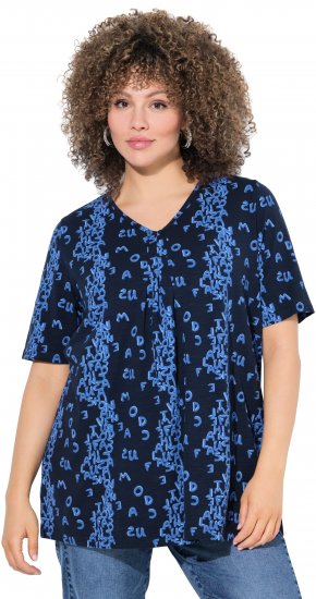 Ulla Popken Letter Print Short Sleeve Tee Navy - Potištěná trička pro ženy - 