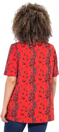 Ulla Popken Letter Print Short Sleeve Tee Red - Potištěná trička pro ženy - 