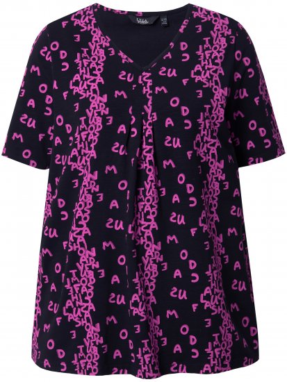 Ulla Popken Letter Print Short Sleeve Tee Magnolia Red - Potištěná trička pro ženy - 
