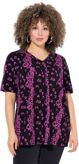 Ulla Popken Letter Print Short Sleeve Tee Magnolia Red - Potištěná trička pro ženy - 