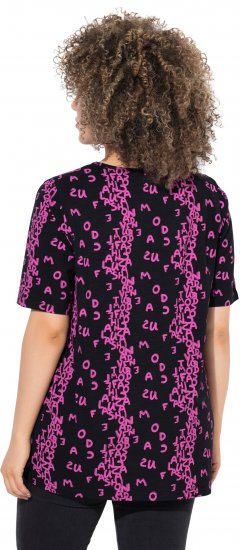 Ulla Popken Letter Print Short Sleeve Tee Magnolia Red - Potištěná trička pro ženy - 