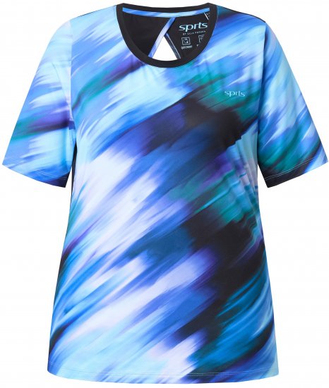 Ulla Popken Cutout Abstract Print Short Sleeve Tee Light Sapphire - Potištěná trička pro ženy - 