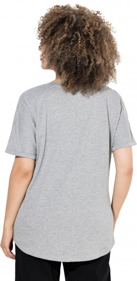 Ulla Popken WONDER Short Sleeve Graphic Tee Light Grey Melange - Potištěná trička pro ženy - 