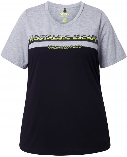 Ulla Popken Nostalgic Escape Performance T-Shirt Black - Potištěná trička pro ženy - 