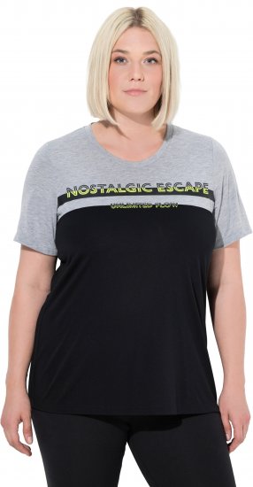 Ulla Popken Nostalgic Escape Performance T-Shirt Black - Potištěná trička pro ženy - 