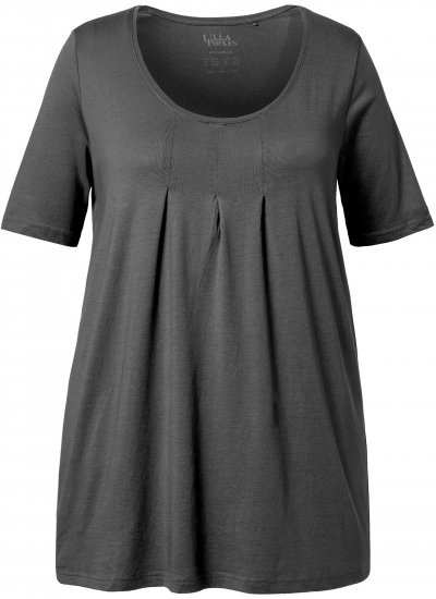 Ulla Popken Essential Front Pleat Tee Graphite Grey - Trička - 
