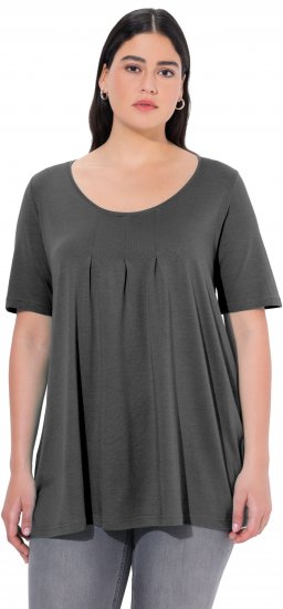 Ulla Popken Essential Front Pleat Tee Graphite Grey - Trička - 