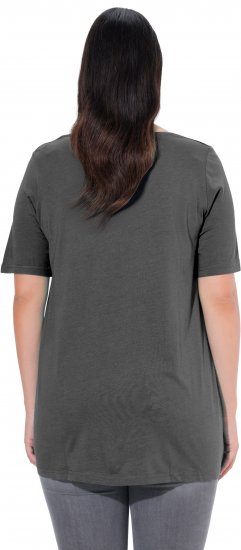 Ulla Popken Essential Front Pleat Tee Graphite Grey - Trička - 