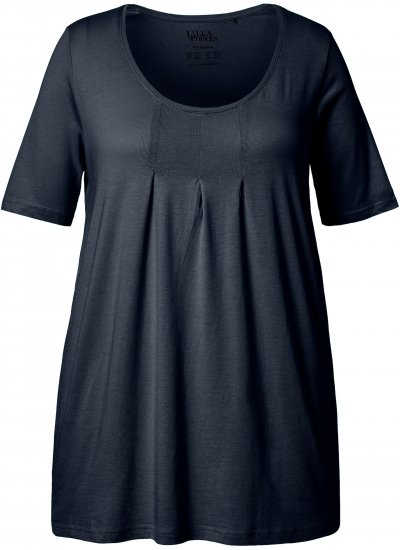 Ulla Popken Essential Front Pleat Tee Navy Blue - Trička - 