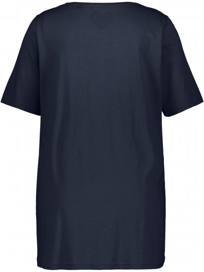 Ulla Popken Essential Front Pleat Tee Navy Blue - Trička - 