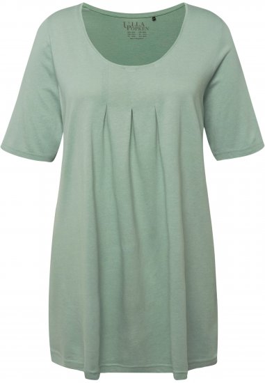 Ulla Popken Essential Front Pleat Tee Light Moss Green - Trička - 