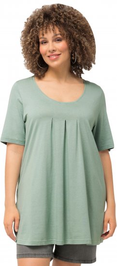 Ulla Popken Essential Front Pleat Tee Light Moss Green - Trička - 